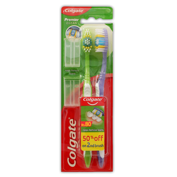 Colgate Premier Clean - Soft Toothbrush (Twin Pack) Pcs