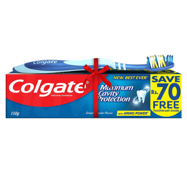 Colgate Maximum Cavity Protection Toothpaste 150 gm + Free Brush paste