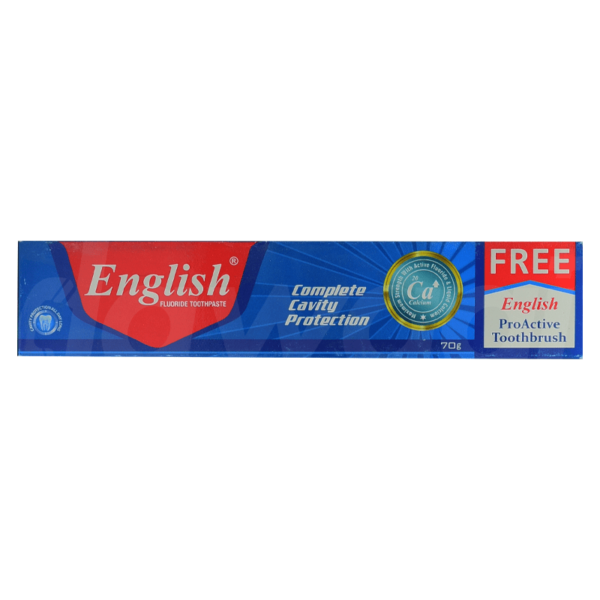 English Complete Cavity Protection Toothpaste 70 gm + Free Protective Toothbrush Pack Pcs