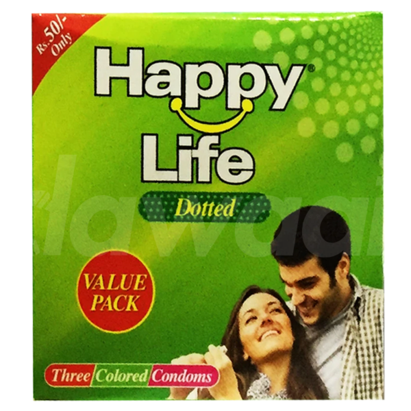 Happy Life Dotted Three Colored condom