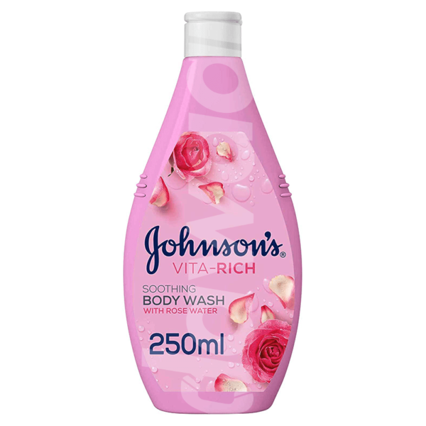 JOHNSON’S Vita-Rich, Soothing Rose Water Body Wash 250 ml Bottle liquid