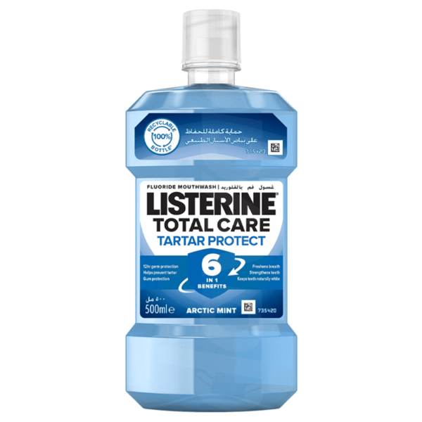 LISTERINE Advanced Tartar Control, Anti-Bacterial, Antiseptic, Arctic Mint Mouthwash 500 ml Bottle liquid