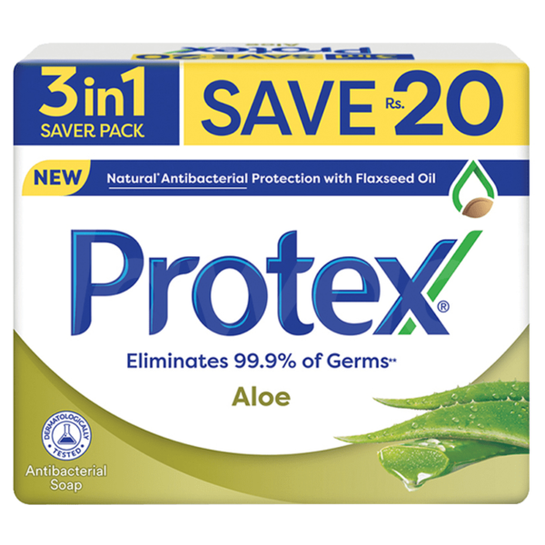 Protex Aloe (Saver Pack) Soap 130 gm x 3 Bars Pack soap