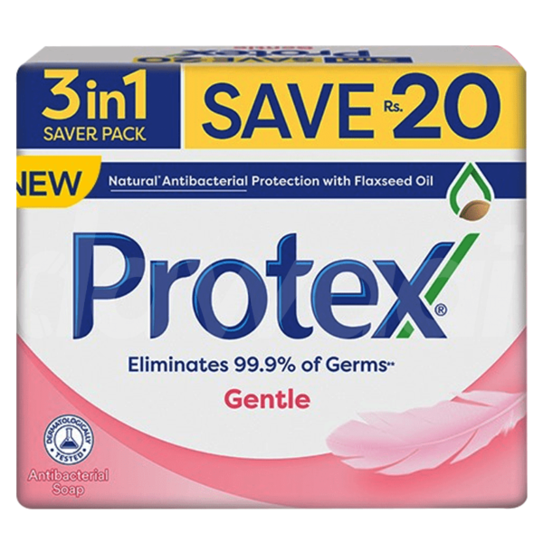 Protex Gentle (Saver Pack) Soap 130 gm x 3 Bars Pack soap