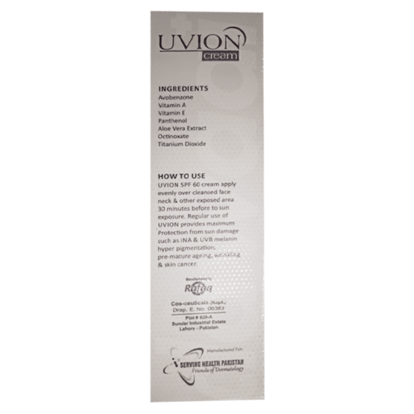 Uvion SPF 60 Broad Spectrum Sun Block Cream 30 gm Pack cream