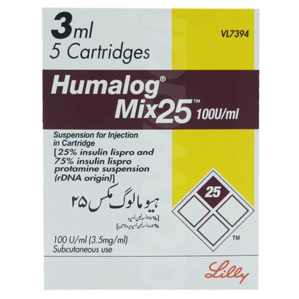 Humalog Mix 25 Injection 100U/Ml Cartridges